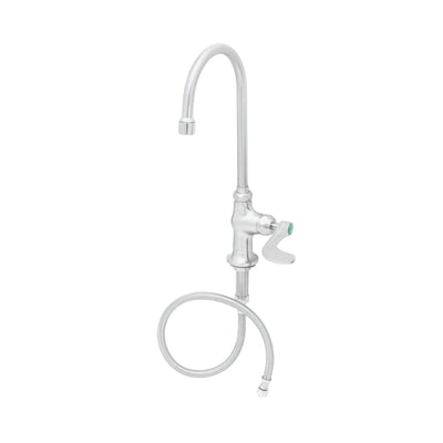 T&S Brass SL-5705-04CRWH4 Stainless Steel Deck Mount Lab Faucet - Gooseneck w/ Aerator & 4" Wrist Action