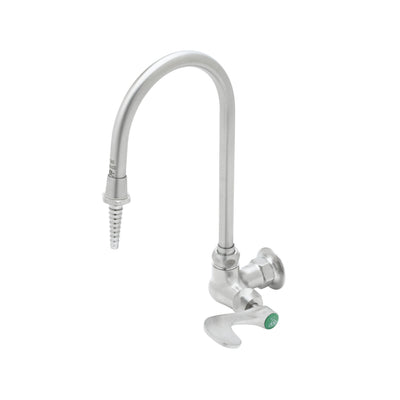 T&S Brass SL-5710-01CRWH4 Stainless Steel Wall Mount Lab Faucet - Gooseneck w/ Serrated Tip & Wrist Action
