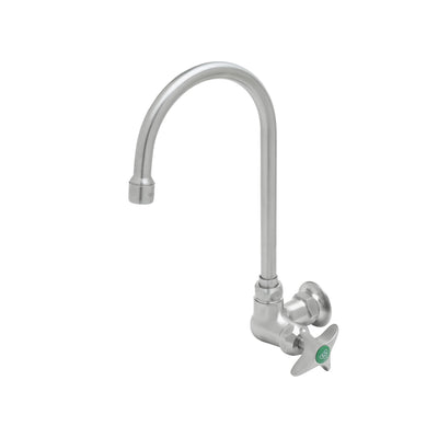 T&S Brass SL-5710-04CR Stainless Steel Wall Mount Lab Faucet - Gooseneck w/ 4-Arm Handle