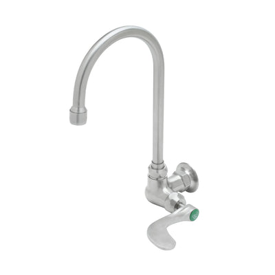 T&S Brass SL-5710-04CRWH4 Stainless Steel Wall Mount Lab Faucet - Gooseneck w/ 4" Wrist Action Handle