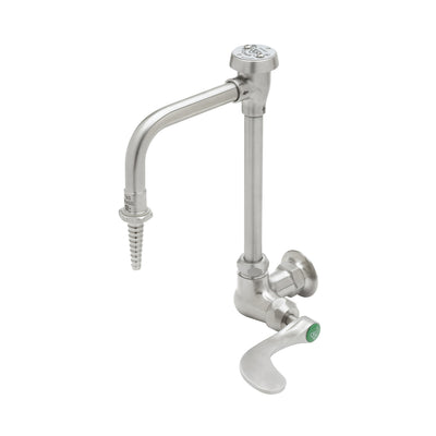 T&S Brass SL-5710-08CRWH4 8" Stainless Steel Wall Mount Lab Faucet - Gooseneck w/ Vacuum Breaker & Wrist Action