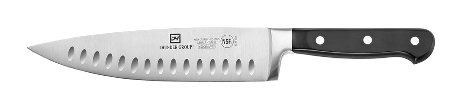Chef's Knife, 8" Blade, Hollow Ground, Forged German Steel, NSF