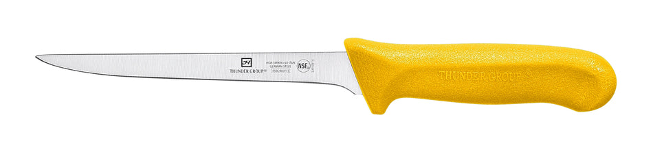 Boning Knife, 6" Blade, Narrow, Yellow Polypropylene Handles, German Steel, NSF