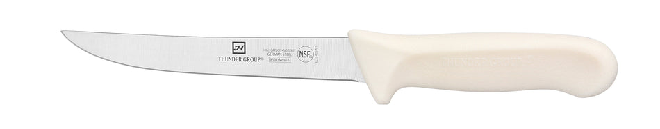 Boning Knife, 6" Blade,Wide, White Polypropylene Handles, German Steel, NSF