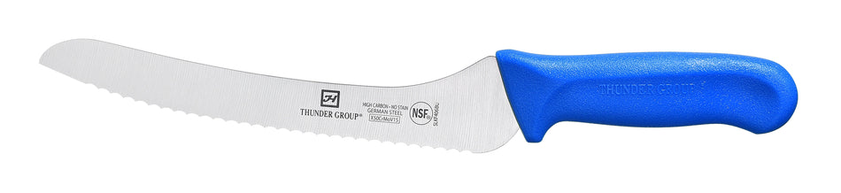 Bread Knife, 9" Blade,  Blue Polypropylene Handles, German Steel, NSF