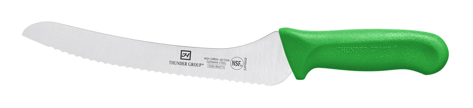 Bread Knife, 9" Blade,  Green Polypropylene Handles, German Steel, NSF
