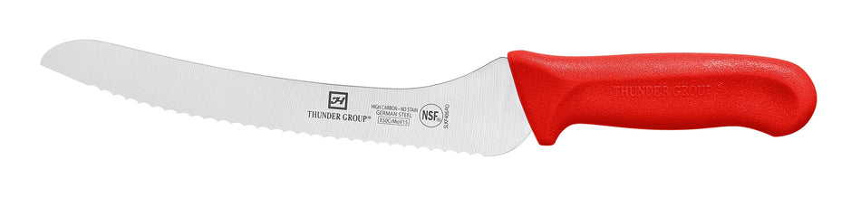 Bread Knife, 9" Blade,  Red Polypropylene Handles, German Steel, NSF