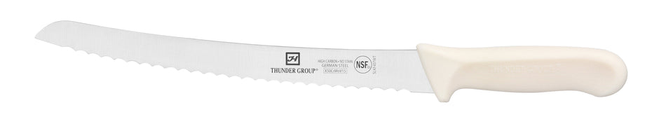 Bread knife, 9-1/2" Blade,  White Polypropylene Handles, German Steel, NSF