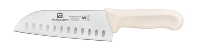 Thunder Group SLKF408WT 7 Inch Blade Santoku Knife Hollow Ground German Steel White Polypropylene Handle
