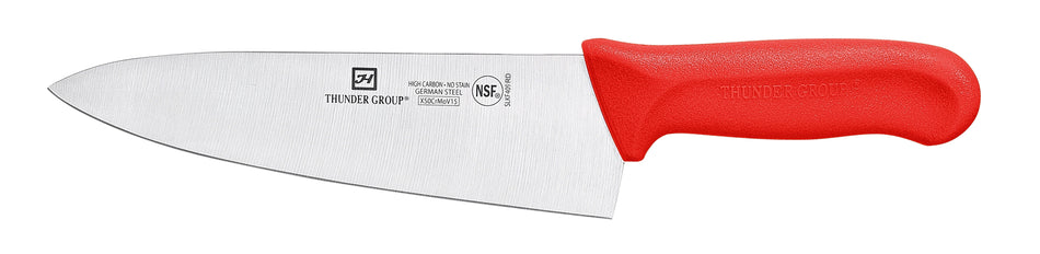 Chef's Knife, 8" Blade,  Red Polypropylene Handles, German Steel, NSF