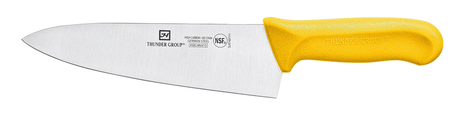 Chef's Knife, 8" Blade,  Yellow Polypropylene Handles, German Steel, NSF