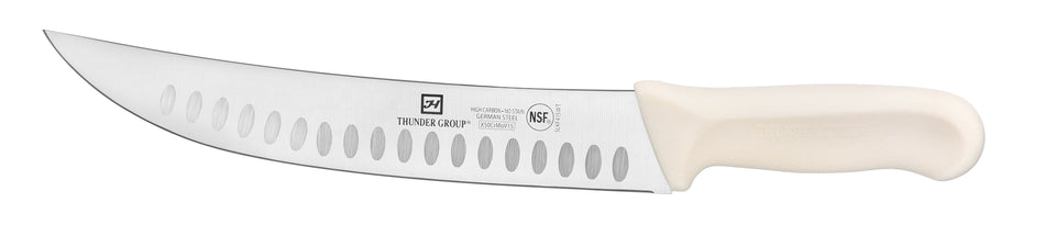 Cimeter Steak Knife, 9-1/2" Blade, Hollow Ground,  White Polypropylene Handles, German Steel, NSF