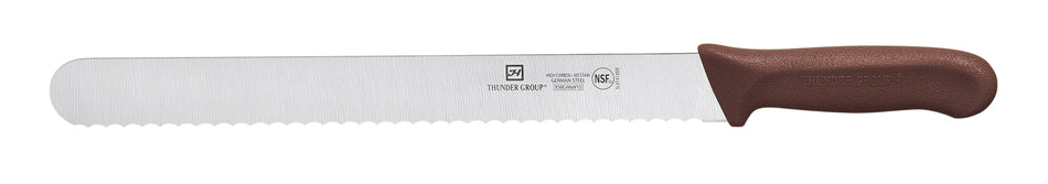 Slicer, 12" Blade, Wavy Edge,  Brown Polypropylene Handles, German Steel, NSF
