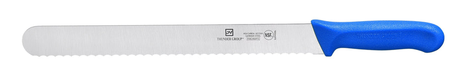 Slicer, 12" Blade, Wavy Edge,  Blue Polypropylene Handles, German Steel, NSF