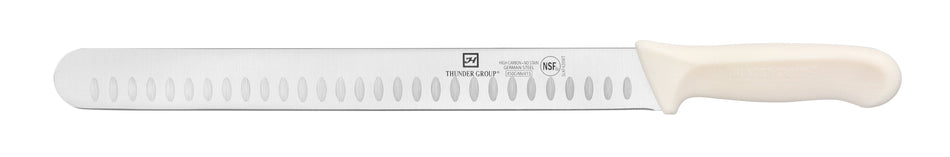 Slicer, 12" Blade, Hollow Ground,  White Polypropylene Handles, German Steel, NSF