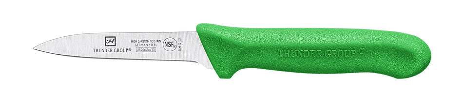 2 Pack Paring Kinfe, 3-1/4" Blade, Green Polypropylene Handles, 2 Piece/Pack, German Steel, NSF