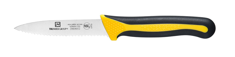 Serrated Paring Kinfe, 3-1/2" Blade,Soft-Grip Handles, 2 Piece/Pack, German Steel, NSF