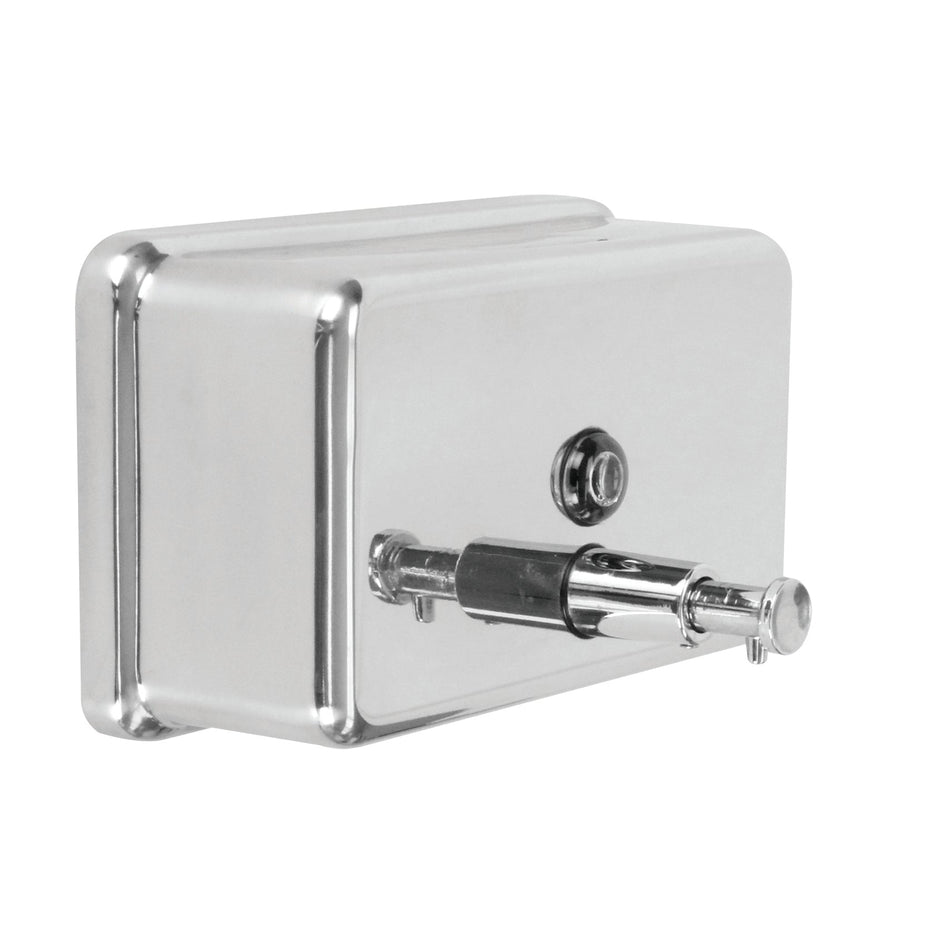 40 oz, 8-1/4" x 4-7/8" x 5-1/4" Horizontal Rectangular Soap Dispenser, Stainless Steel 18-8,304 Material