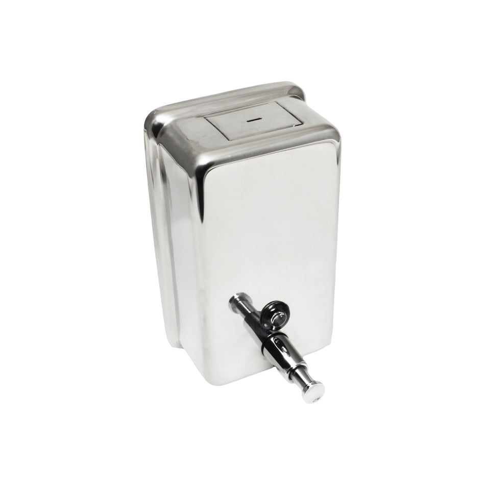 40 oz, 8-1/4" x 5-1/4" x 4-7/8", Vertical Rectangular Soap Dispenser, Stainless Steel 18-8, 304 Material