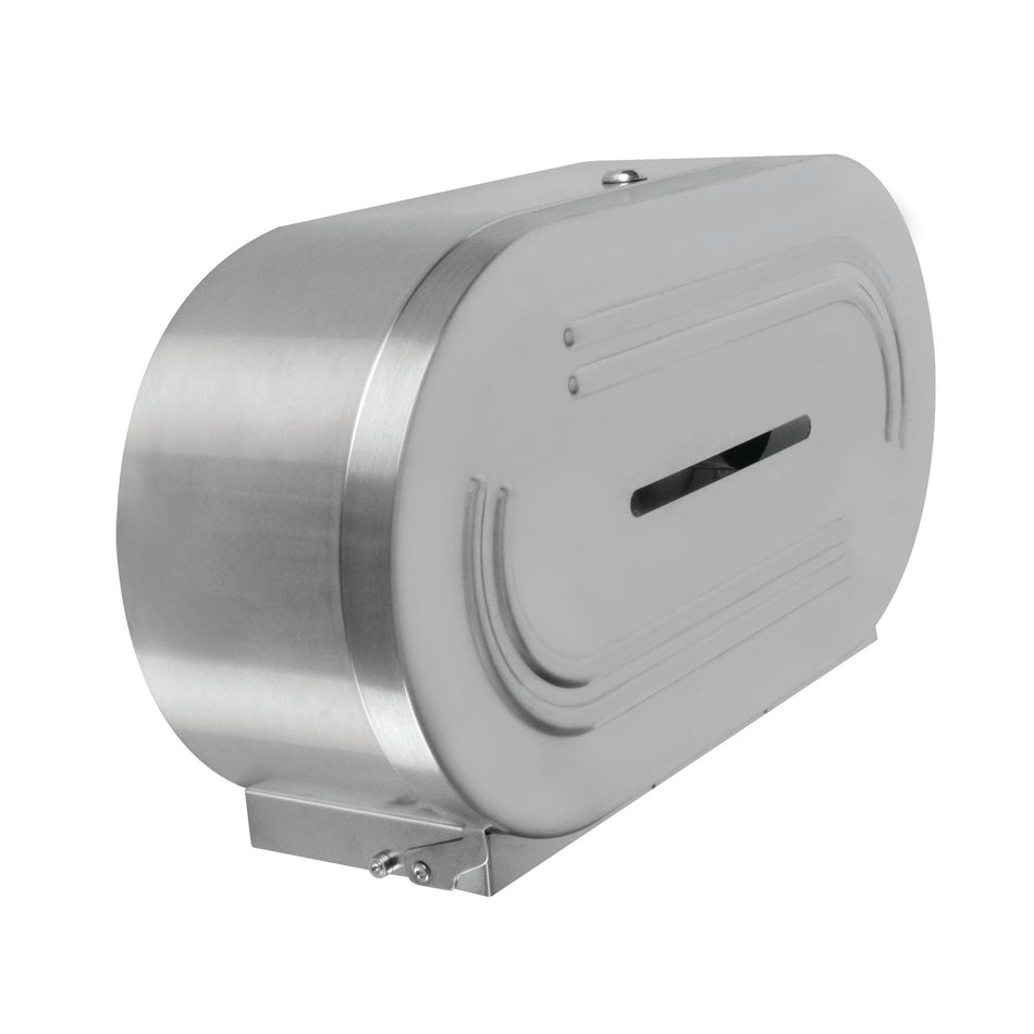20-1/2" x 12-1/2" x 6", Twin Jumbo-Roll Toilet Tissue Dispenser, 2-3/4" Center Diameter, fits 9" Diameter Toilet Paper Roll, Stainless Steel 18-8, 304 Material