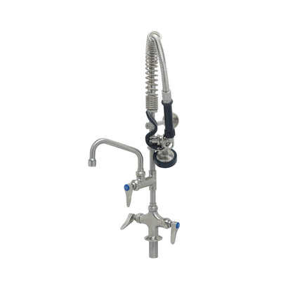 T&S Brass SMPK-2DLN-06 6" Swing Nozzle Stainless Steel Mini-Pre-Rinse Unit - 4" Deck Mount with Lever Handles