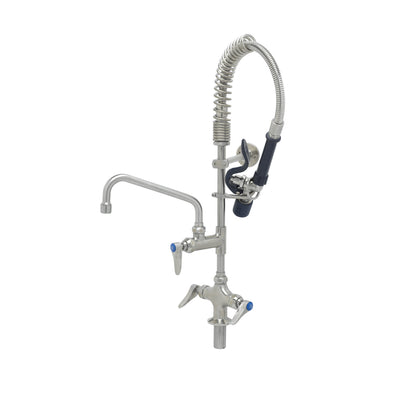 T&S Brass SMPM-2DLN-08 8" Swing Nozzle Stainless Steel Mini-Pre-Rinse - Dual Handle Deck Mount