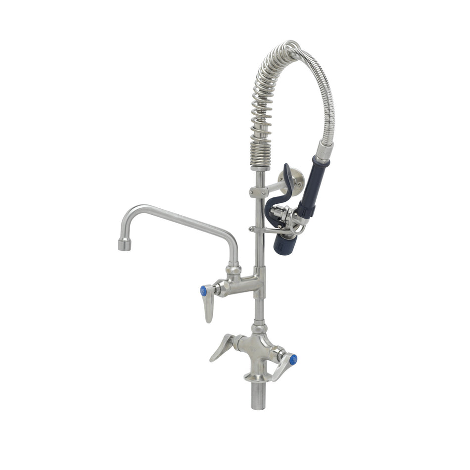 T&S Brass SMPM-2DLN-08 8" Swing Nozzle Stainless Steel Mini-Pre-Rinse - Dual Handle Deck Mount