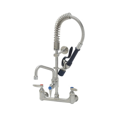 T&S Brass SMPM-8WLN-06 8" Wall Mount Stainless Steel Mini Pre-Rinse - 6" Nozzle & S-0107-J Valve