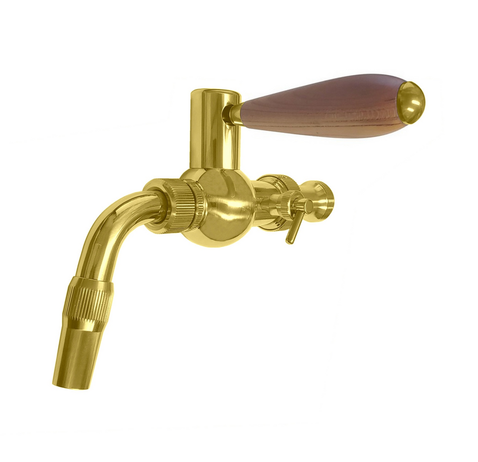 LUKR Baroko Side-Pour Beer Faucet w/ US Shank Adapter | Stainless Steel with Gold Finish