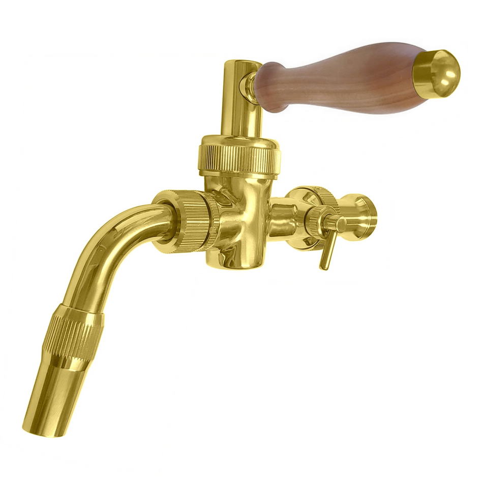 LUKR Nostalgie Side-Pour Beer Faucet w/ US Shank Adapter | Stainless Steel with Gold Finish