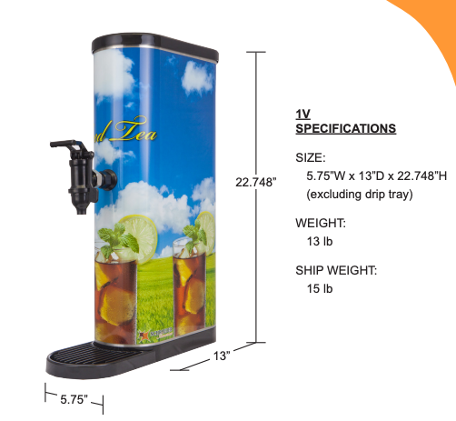 Taprite Oval Lipton Tea Dispenser Post-Mix