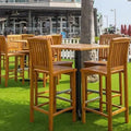 Rockless Table bar height base shown with a table top installed at 40.25 in standing height