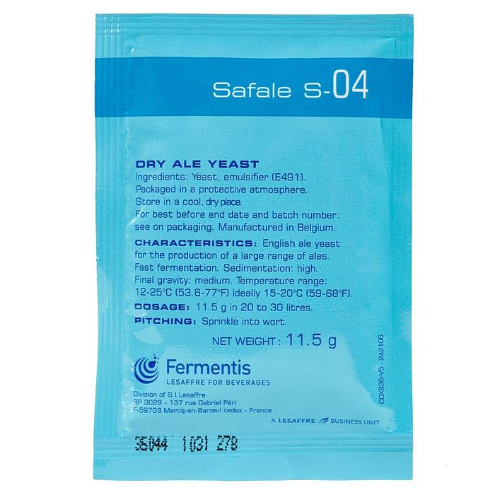 [6 Pack] Fermentis SafAle S-04 English Ale Dry Yeast, 11.5g