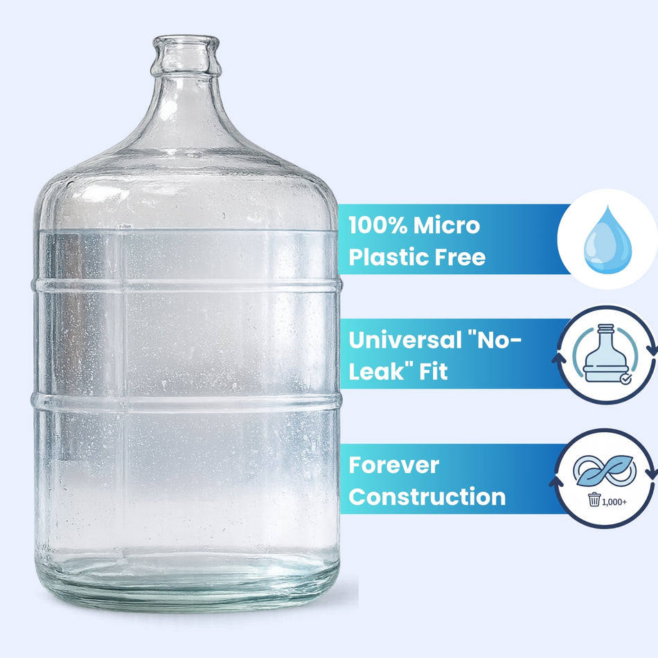 5 Gallon Glass Carboy Water Jug | Plastic‑Free Pure Water Storage Bottle | BPA‑Free, No Microplastics, Reusable Glass Container for Drinking Water