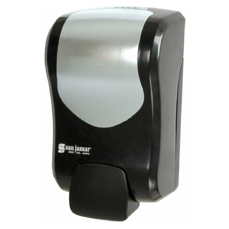 Carlisle SF970BKSS 5-1/4 Inch Manual Soap Dispenser Plastic Black Stainless Look