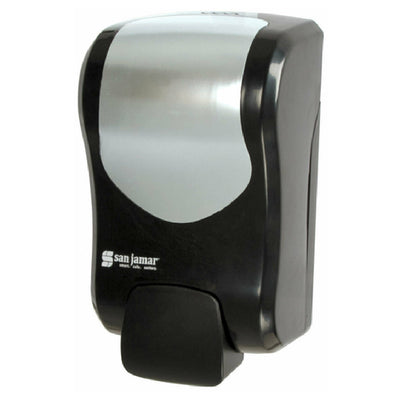 Carlisle SF970BKSS 5-1/4 Inch Manual Soap Dispenser Plastic Black Stainless Look