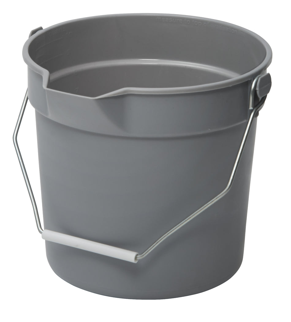 Winco UPP-14G 14 Quart Utility Pail with pour spout molded graduations Gray Polypropylene
