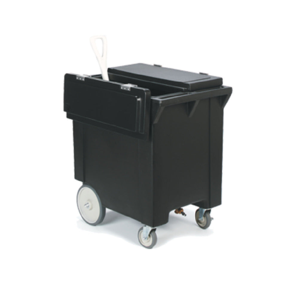 Carlisle IC222003 22 Inch Mobile Ice Caddy 200 lb Capacity with Drainage Faucet Black Polyethylene