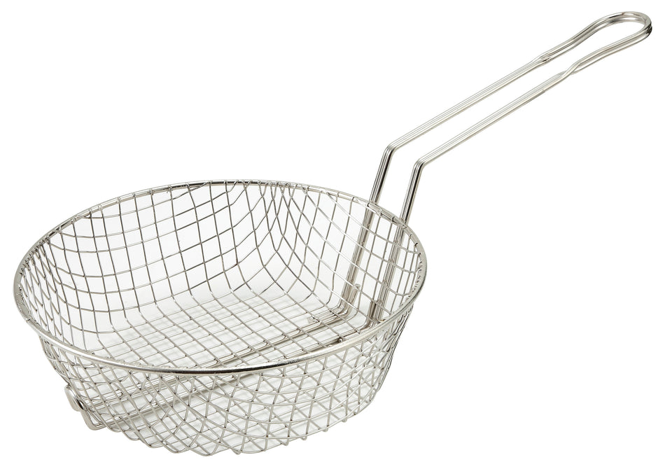 Winco MSB-12 12 Inch Diameter Round Culinary Basket Coarse Mesh Nickel Plated Steel