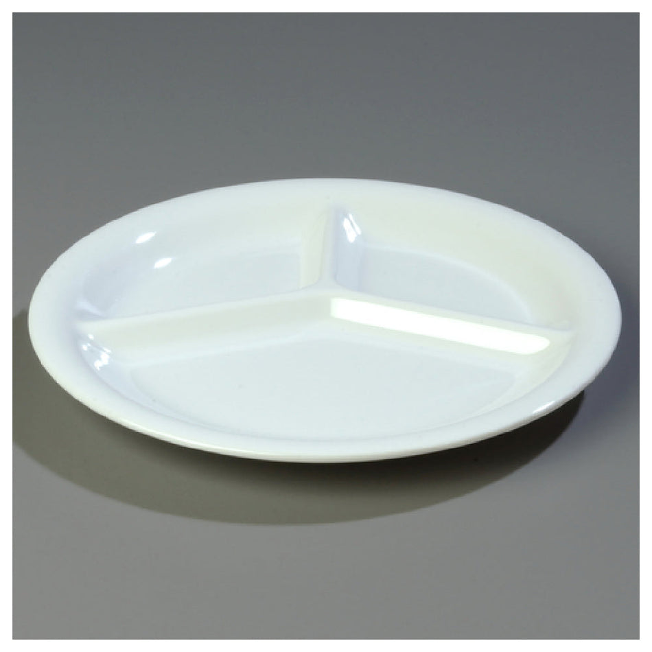 Carlisle 3300002 10-1/2 Inch Plate Melamine White Dishwasher Safe 3 Compartment