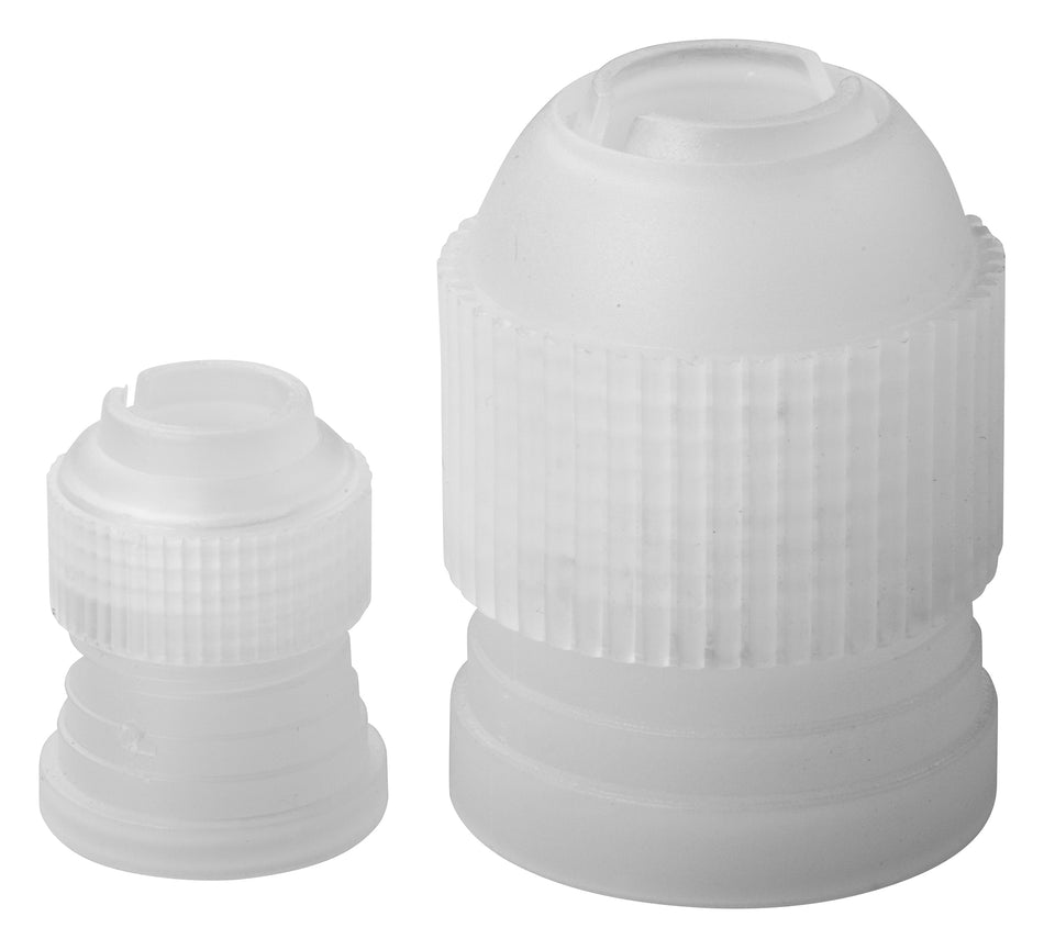 Winco CDTC-2 Coupling Set Small and Large Plastic White Cake Decorating Accessories