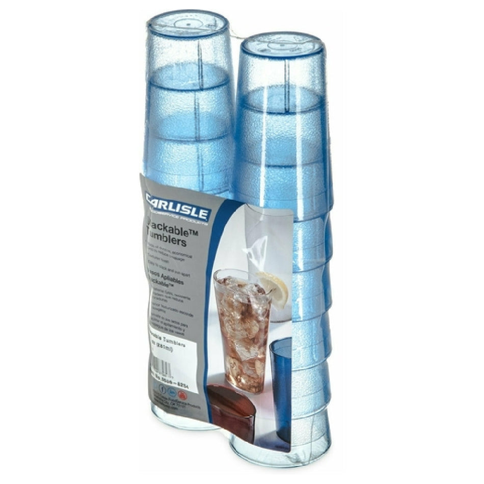Carlisle 5212-8254 12 Oz Stackable Tumbler Textured Blue SAN 12 Packs