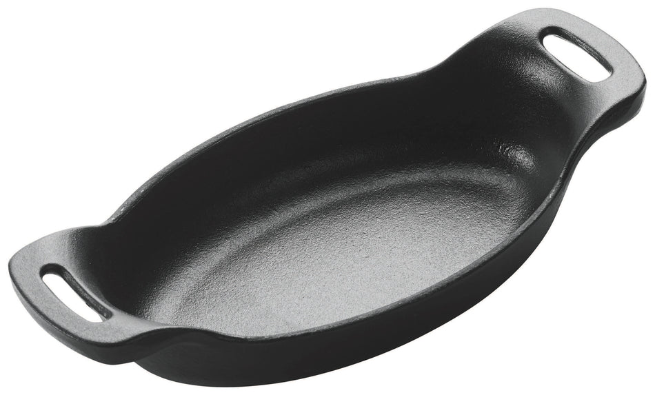 Winco CASM-6O 9 Oz Mini Induction Server Oval with Matte Black Enamel Cast Iron
