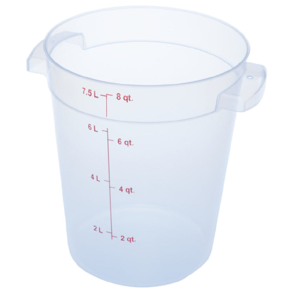 Carlisle 1096630 8 Quarts Food Storage Container Round Clear Polycarbonate with Handles