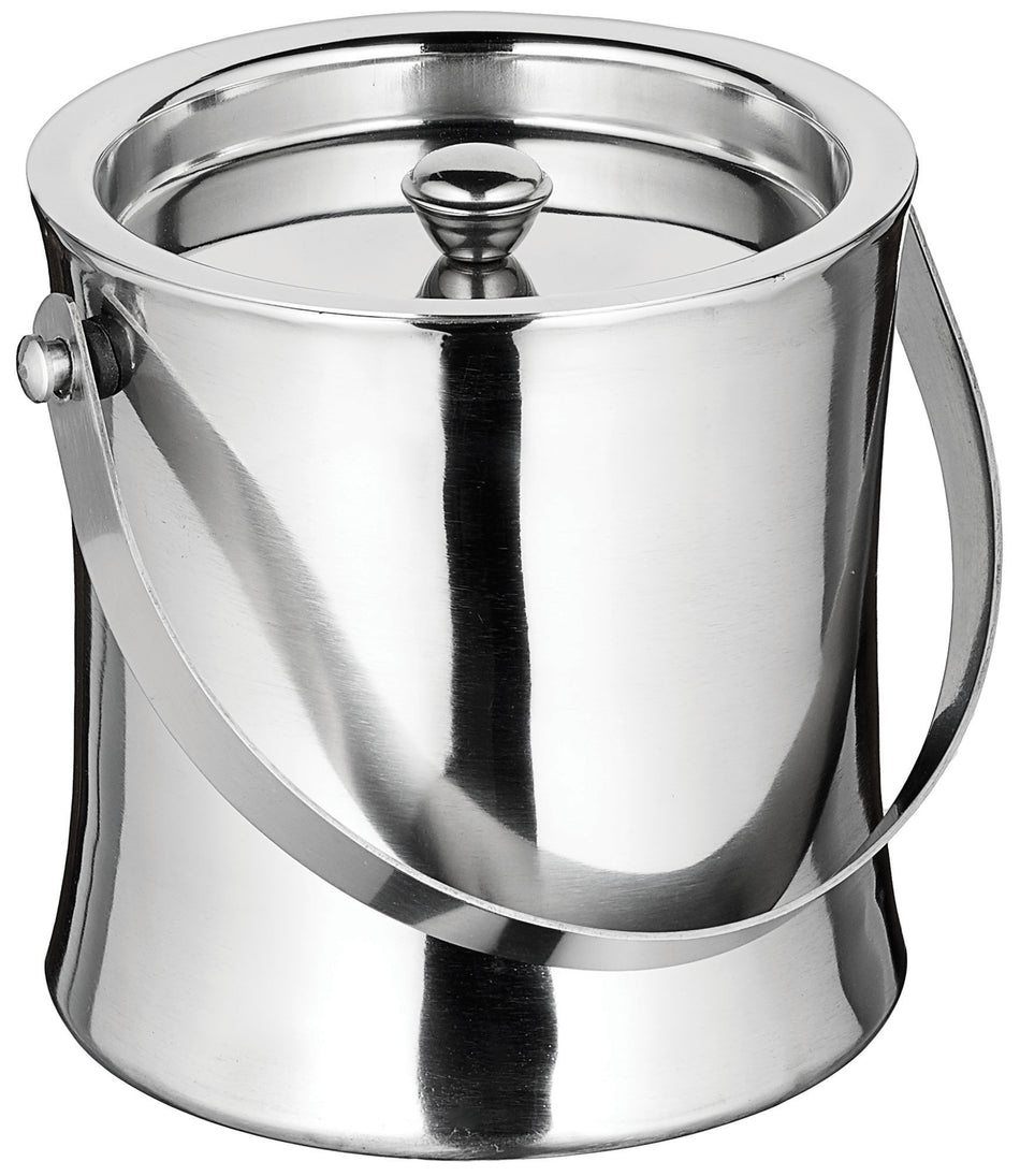 Winco ICB-60 60 Oz Stainless Steel Ice Bucket Double Wall with Cover and Handle