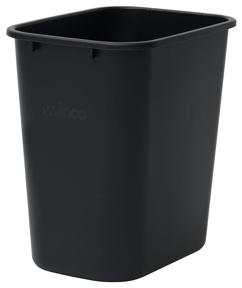 Winco PWR-28K 28 Qt Waste Basket Rectangular LDPE Black