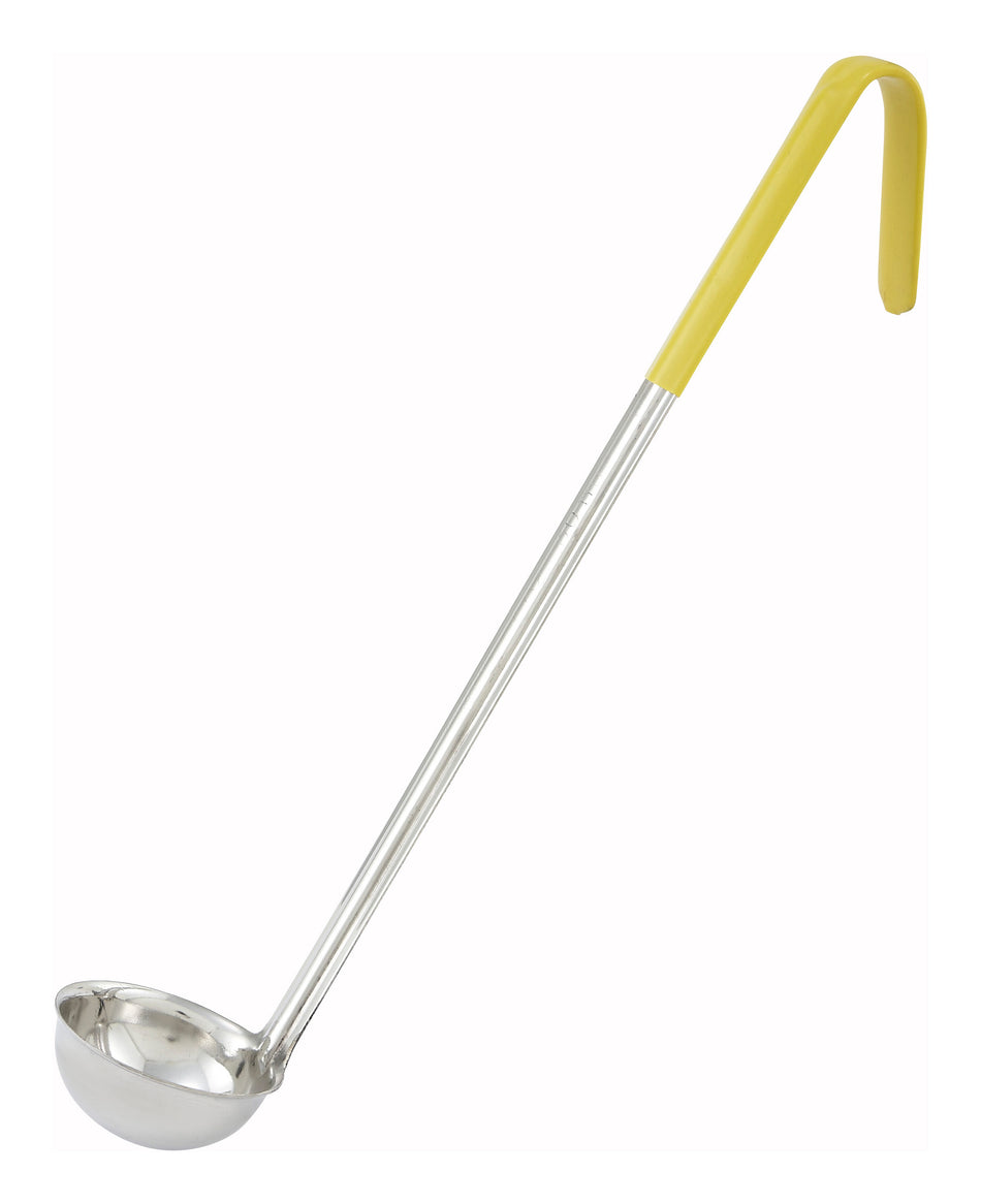 Winco LDC-1 1 Oz Color-Coded Ladle Yellow Stainless Steel with 12 Inch Handle