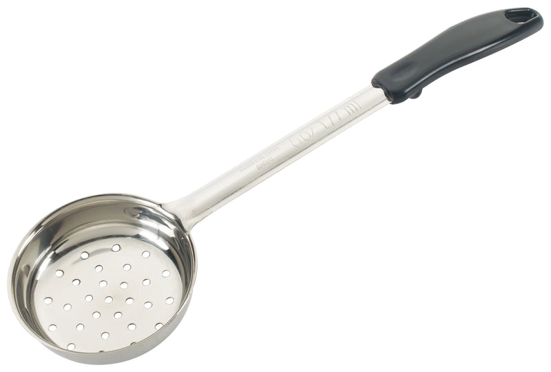 Winco FPP-6 6 Oz Perforated Food Portioner with Black Handle Stainless Steel