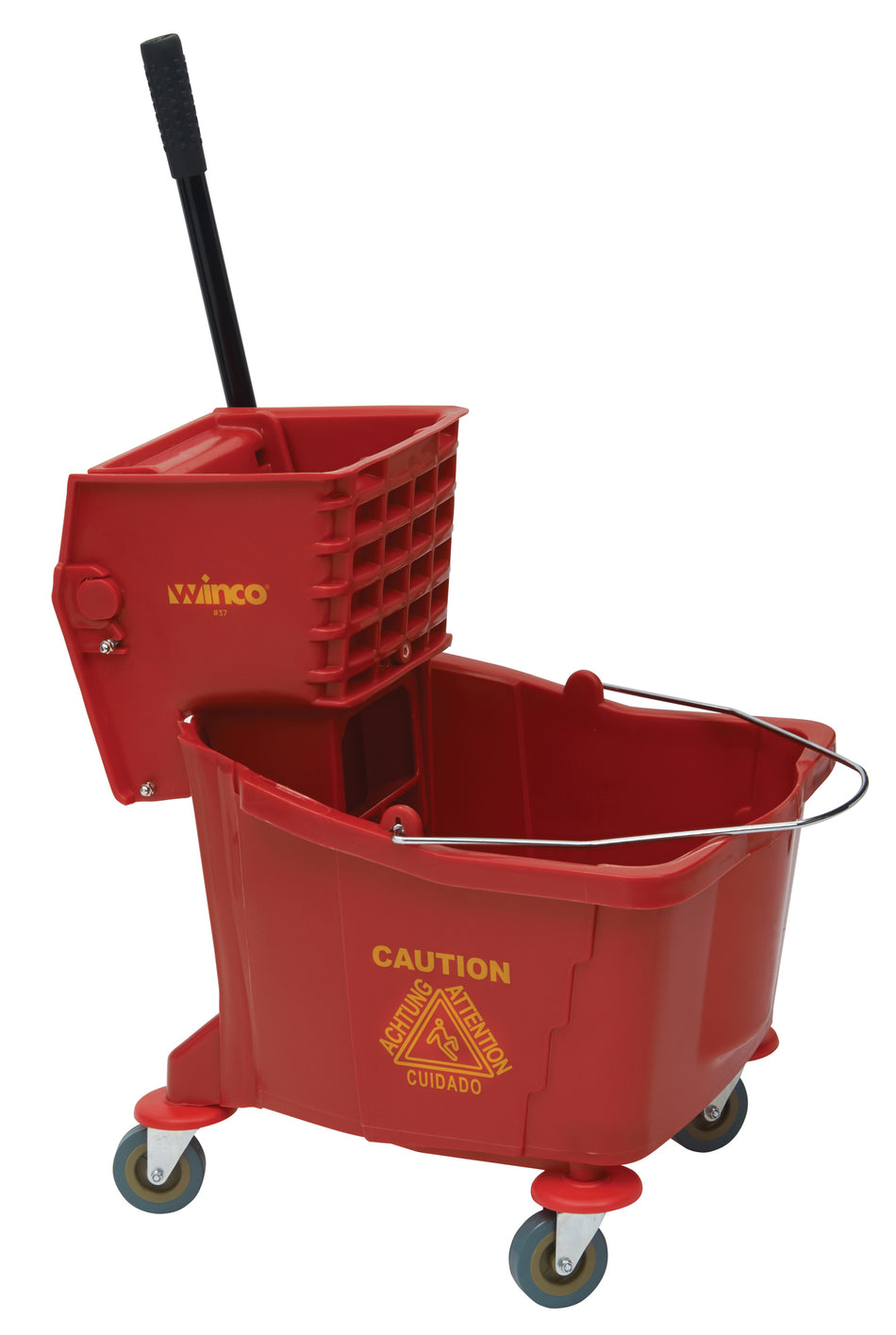 Winco MPB-36R 36 Qt Mop Bucket with Wringer Red Durable Polypropylene