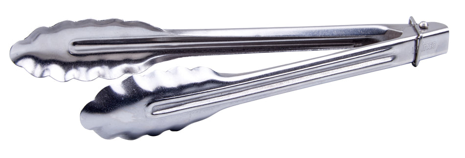 Winco UTLK-9 9 Inch Stainless Steel Utility Tongs with Locking Ring